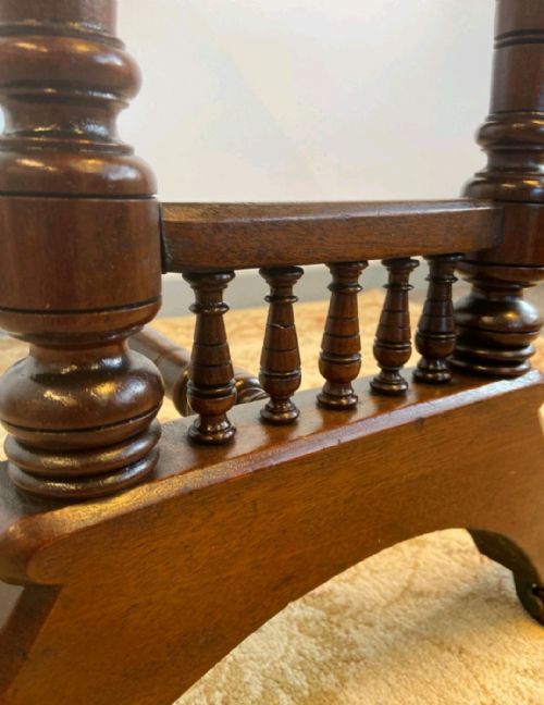 ANTIQUE VICTORIAN WALNUT CENTRE TABLE TURNED SPINDLE BASE C1890 - ADDITIONAL PHOTO 10