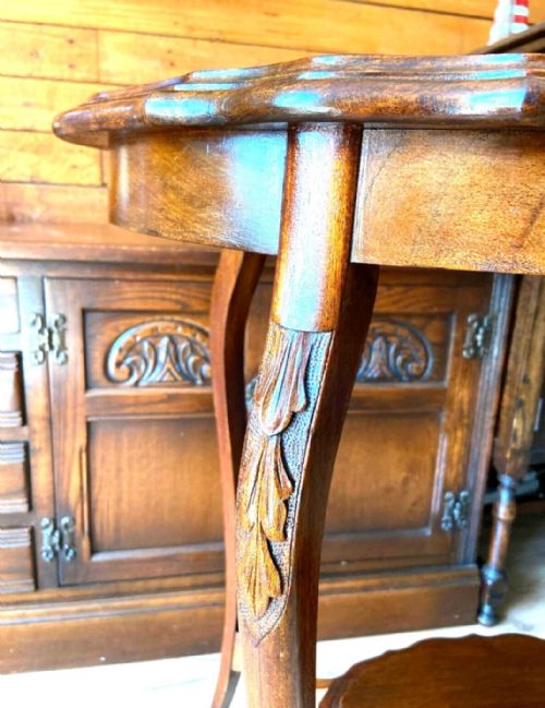 ANTIQUE VICTORIAN OVAL WINDOW TABLE HANDCARVED FOLIATE TOP C1890 - ADDITIONAL PHOTO 2