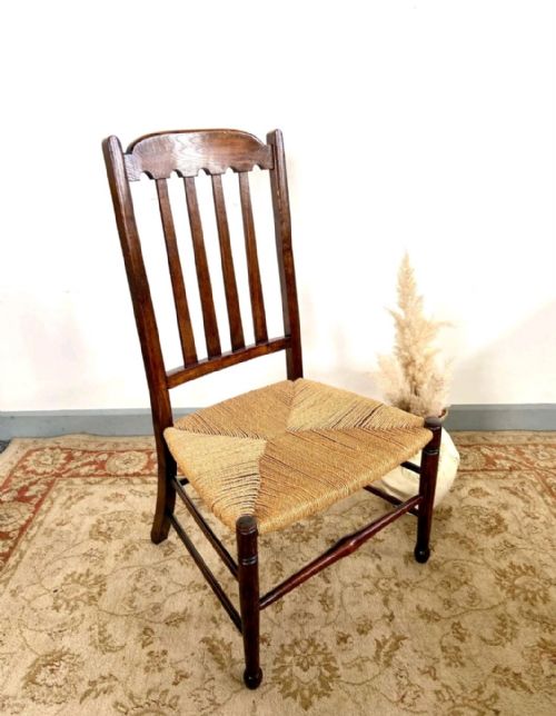 ANTIQUE VICTORIAN CHILDS RUSH SEAT CHAIR C1880 - ADDITIONAL PHOTO 3