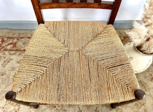 ANTIQUE VICTORIAN CHILDS RUSH SEAT CHAIR C1880 - ADDITIONAL PHOTO 4