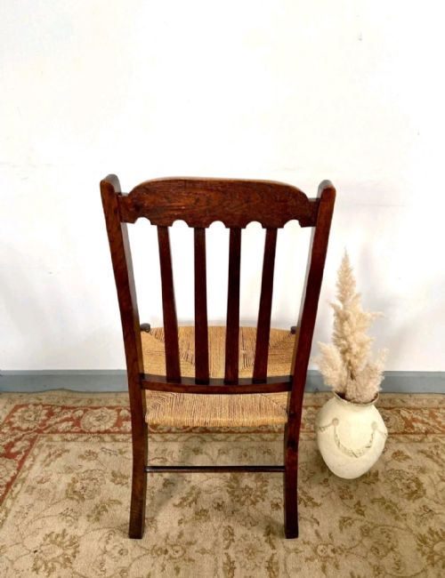 ANTIQUE VICTORIAN CHILDS RUSH SEAT CHAIR C1880 - ADDITIONAL PHOTO 5