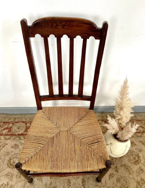 ANTIQUE VICTORIAN CHILDS RUSH SEAT CHAIR C1880 - ADDITIONAL PHOTO 10