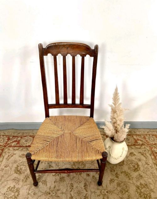 ANTIQUE VICTORIAN CHILDS RUSH SEAT CHAIR C1880 - ADDITIONAL PHOTO 11