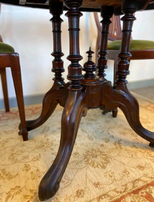 ANTIQUE ENGLISH VICTORIAN BURR WALNUT TILTTOP LOO TABLE C1860 - ADDITIONAL PHOTO 7
