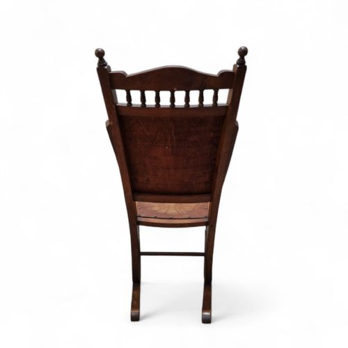 ANTIQUE EDWARDIAN CENTURY BEECH FLORAL OCCASIONAL ROCKING CHAIR - ADDITIONAL PHOTO 7
