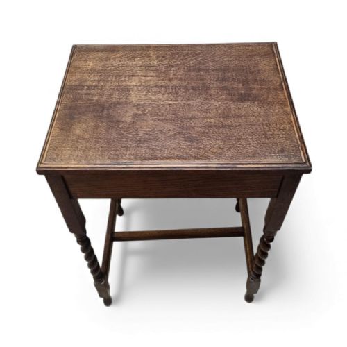 VINTAGE OAK SIDE TABLE BARLEY TWIST LEGS C1920 - ADDITIONAL PHOTO 3