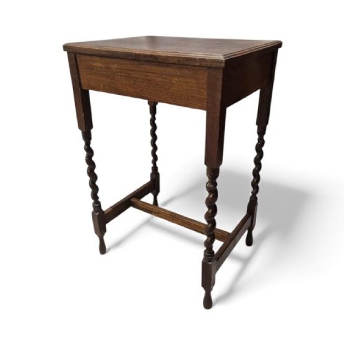 VINTAGE OAK SIDE TABLE BARLEY TWIST LEGS C1920 - ADDITIONAL PHOTO 5