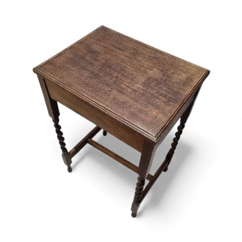 VINTAGE OAK SIDE TABLE BARLEY TWIST LEGS C1920 - ADDITIONAL PHOTO 6