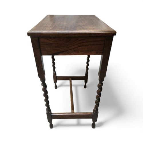 VINTAGE OAK SIDE TABLE BARLEY TWIST LEGS C1920 - ADDITIONAL PHOTO 7