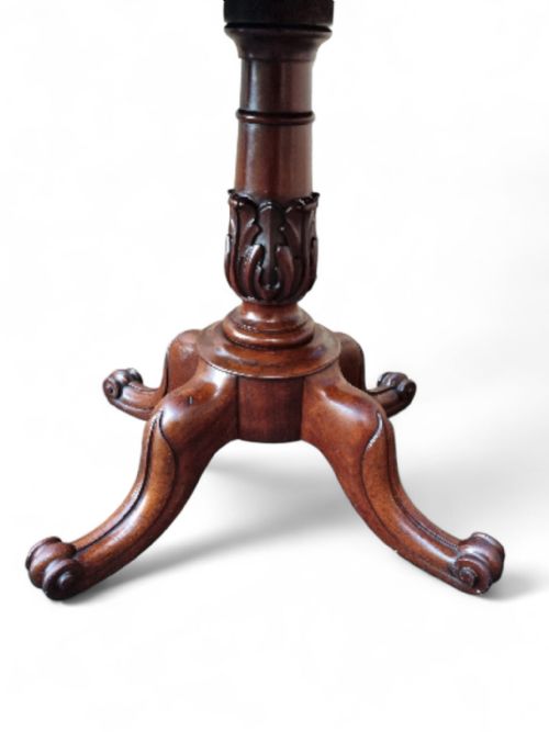 ANTIQUE MAHOGANY PEDESTAL TABLE ORIGINAL CASTORS C1890 - ADDITIONAL PHOTO 1