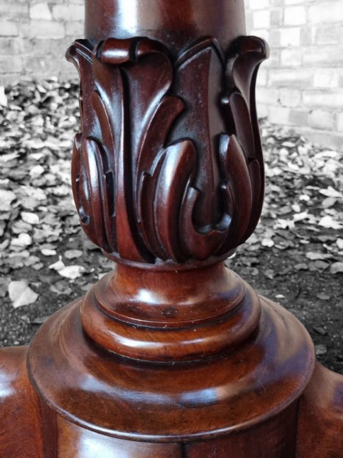 ANTIQUE MAHOGANY PEDESTAL TABLE ORIGINAL CASTORS C1890 - ADDITIONAL PHOTO 7