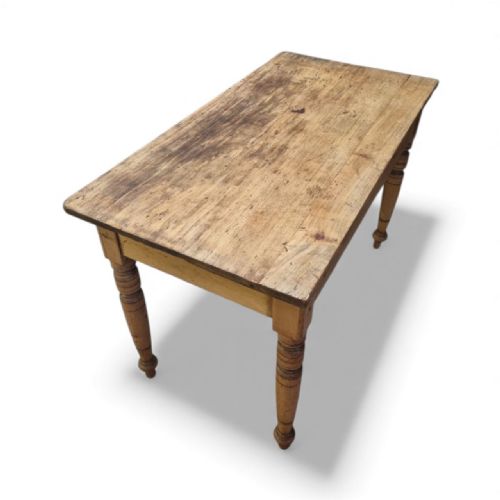 ANTIQUE VICTORIAN PINE FARMHOUSE TABLE ONE DRAWER C1880 - ADDITIONAL PHOTO 1