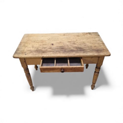 ANTIQUE VICTORIAN PINE FARMHOUSE TABLE ONE DRAWER C1880 - ADDITIONAL PHOTO 2