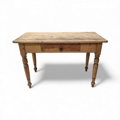 ANTIQUE VICTORIAN PINE FARMHOUSE TABLE ONE DRAWER C1880 - ADDITIONAL PHOTO 4