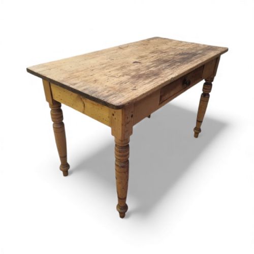 ANTIQUE VICTORIAN PINE FARMHOUSE TABLE ONE DRAWER C1880 - ADDITIONAL PHOTO 5