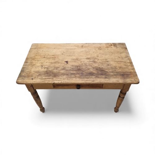 ANTIQUE VICTORIAN PINE FARMHOUSE TABLE ONE DRAWER C1880 - ADDITIONAL PHOTO 6