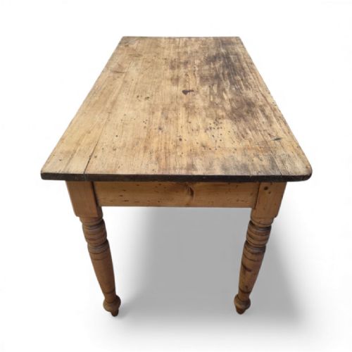 ANTIQUE VICTORIAN PINE FARMHOUSE TABLE ONE DRAWER C1880 - ADDITIONAL PHOTO 8