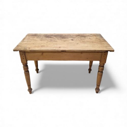 ANTIQUE VICTORIAN PINE FARMHOUSE TABLE ONE DRAWER C1880 - ADDITIONAL PHOTO 9