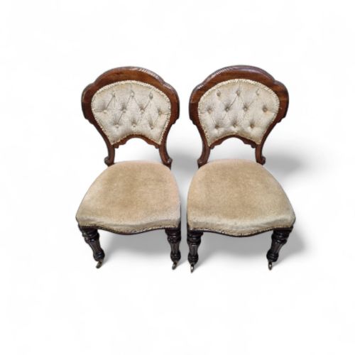 VICTORIAN UPHOLSTERED DINING CHAIRS C 1880 SET OF TWO - ADDITIONAL PHOTO 2