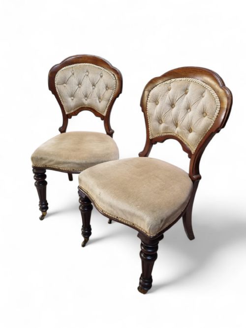 VICTORIAN UPHOLSTERED DINING CHAIRS C 1880 SET OF TWO - ADDITIONAL PHOTO 3