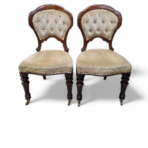 VICTORIAN UPHOLSTERED DINING CHAIRS C 1880 SET OF TWO - ADDITIONAL PHOTO 5