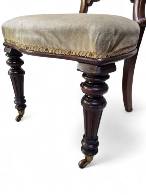 VICTORIAN UPHOLSTERED DINING CHAIRS C 1880 SET OF TWO - ADDITIONAL PHOTO 6