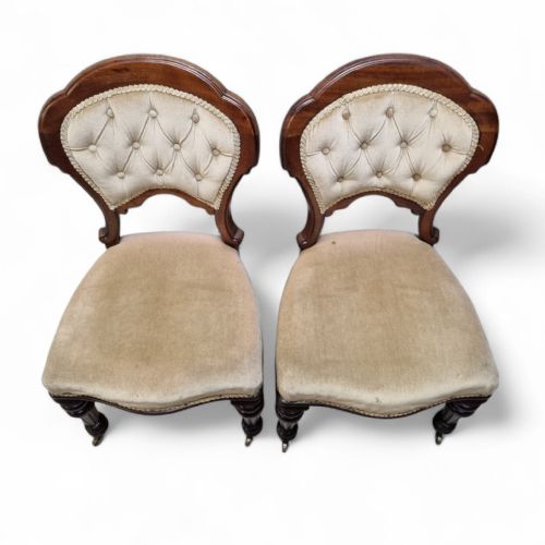 VICTORIAN UPHOLSTERED DINING CHAIRS C 1880 SET OF TWO - ADDITIONAL PHOTO 8