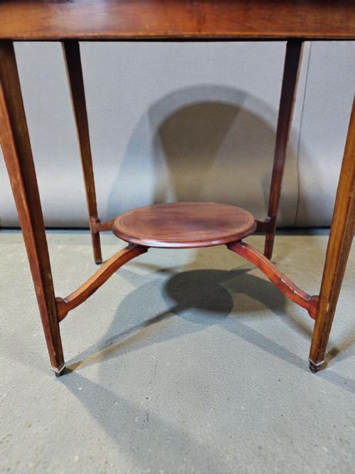 ANTIQUE EDWARDIAN OVAL OCCASIONAL TABLE ON CASTORS C1910 - ADDITIONAL PHOTO 2