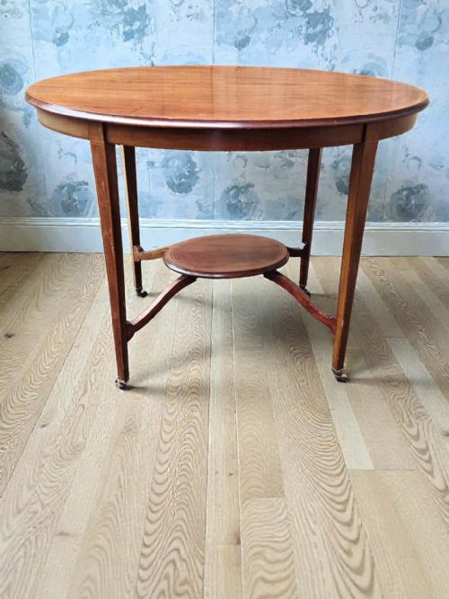 ANTIQUE EDWARDIAN OVAL OCCASIONAL TABLE ON CASTORS C1910 - ADDITIONAL PHOTO 3