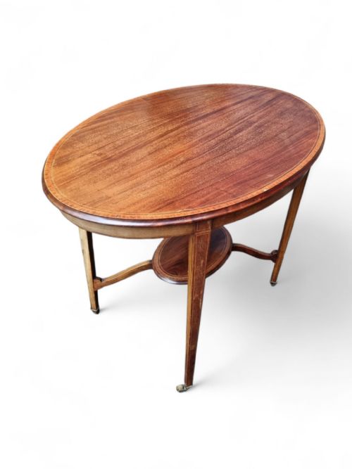 ANTIQUE EDWARDIAN OVAL OCCASIONAL TABLE ON CASTORS C1910 - ADDITIONAL PHOTO 5