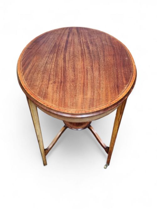 ANTIQUE EDWARDIAN OVAL OCCASIONAL TABLE ON CASTORS C1910 - ADDITIONAL PHOTO 7