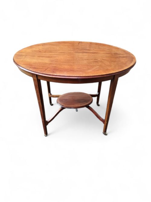 ANTIQUE EDWARDIAN OVAL OCCASIONAL TABLE ON CASTORS C1910 - ADDITIONAL PHOTO 8