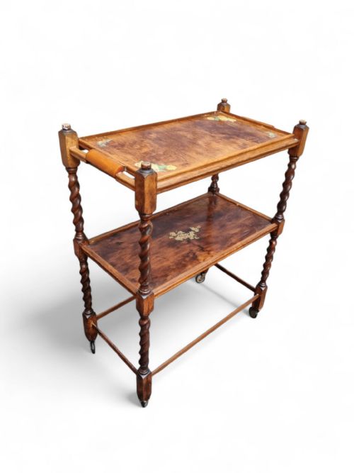 ANTIQUE WOODEN TEA TROLLEY REMOVABLE TRAY C1920 - ADDITIONAL PHOTO 1