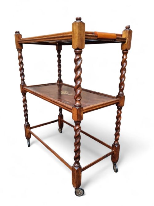 ANTIQUE WOODEN TEA TROLLEY REMOVABLE TRAY C1920 - ADDITIONAL PHOTO 7