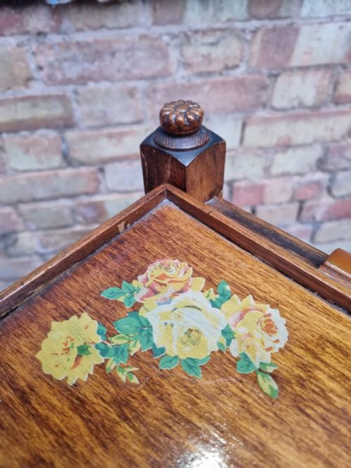 ANTIQUE WOODEN TEA TROLLEY REMOVABLE TRAY C1920 - ADDITIONAL PHOTO 9