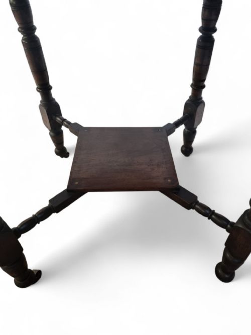 ANTIQUE OCTAGONAL OCCASIONAL TABLE OAK WOOD LATE VICTORIAN - ADDITIONAL PHOTO 4