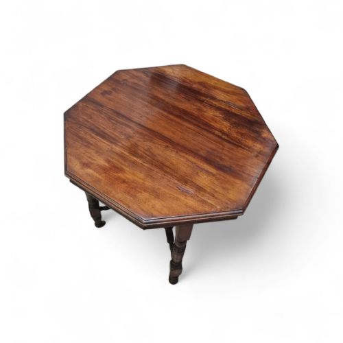 ANTIQUE OCTAGONAL OCCASIONAL TABLE OAK WOOD LATE VICTORIAN - ADDITIONAL PHOTO 6