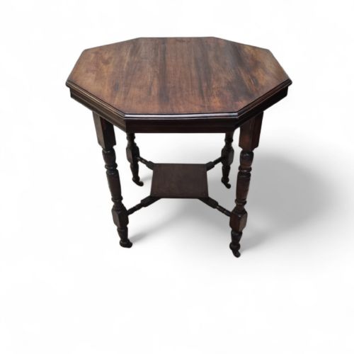 ANTIQUE OCTAGONAL OCCASIONAL TABLE OAK WOOD LATE VICTORIAN - ADDITIONAL PHOTO 8
