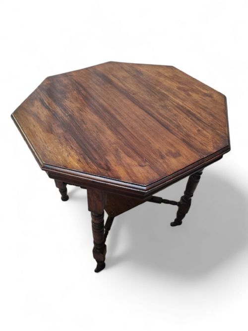 ANTIQUE OCTAGONAL OCCASIONAL TABLE OAK WOOD LATE VICTORIAN - ADDITIONAL PHOTO 10