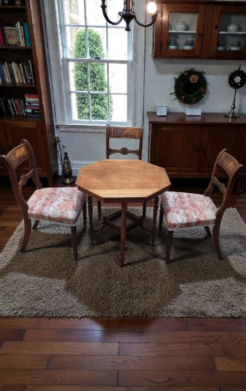 ANTIQUE VICTORIAN CARVED SIDE CHAIRS SET OF THREE C1870 - ADDITIONAL PHOTO 4