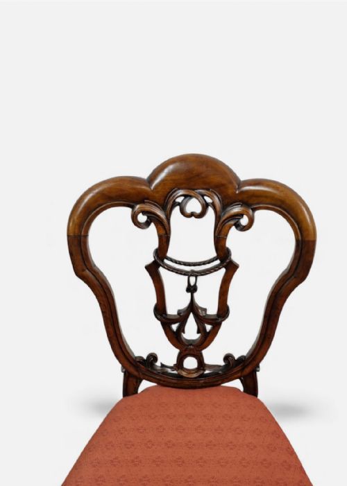 ANTIQUE WALNUT SIDE CHAIR C1890 PIERCED SPLAT BACK - ADDITIONAL PHOTO 4