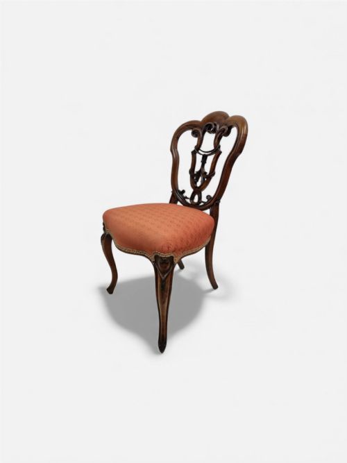 ANTIQUE WALNUT SIDE CHAIR C1890 PIERCED SPLAT BACK - ADDITIONAL PHOTO 5