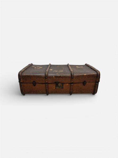 ANTIQUE TRAVEL TRUNK STORAGE CHEST C1920 - ADDITIONAL PHOTO 1