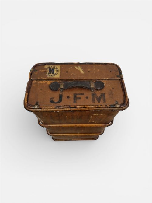 ANTIQUE TRAVEL TRUNK STORAGE CHEST C1920 - ADDITIONAL PHOTO 2