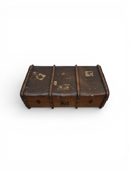 ANTIQUE TRAVEL TRUNK STORAGE CHEST C1920 - ADDITIONAL PHOTO 4
