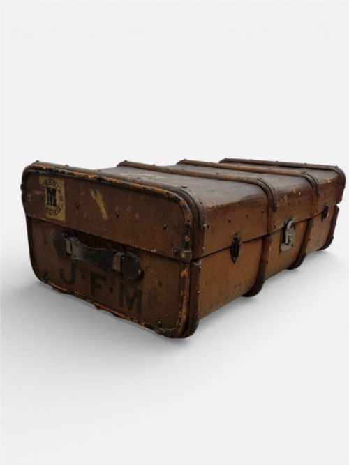 ANTIQUE TRAVEL TRUNK STORAGE CHEST C1920 - ADDITIONAL PHOTO 6