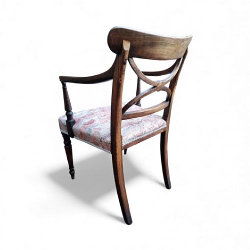 ANTIQUE MAHOGANY CARVER CHAIR UPHOLSTERED SEAT C1910 - ADDITIONAL PHOTO 2