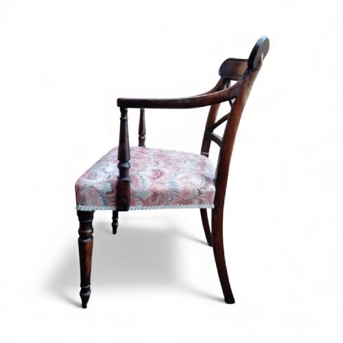 ANTIQUE MAHOGANY CARVER CHAIR UPHOLSTERED SEAT C1910 - ADDITIONAL PHOTO 8