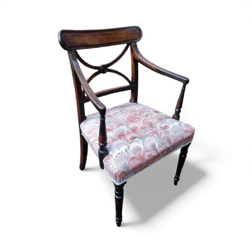 ANTIQUE MAHOGANY CARVER CHAIR UPHOLSTERED SEAT C1910 - ADDITIONAL PHOTO 9
