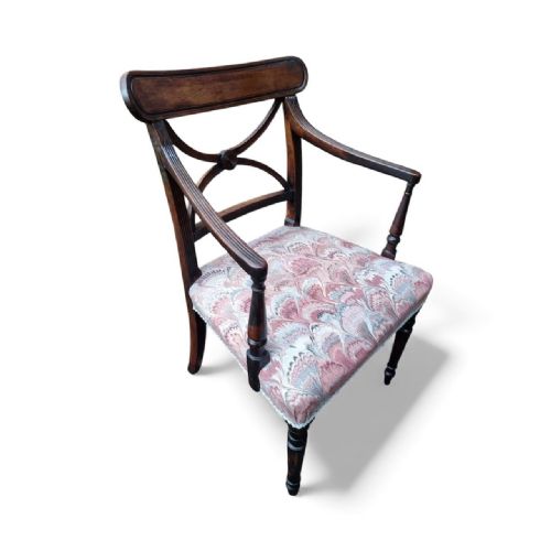 ANTIQUE MAHOGANY CARVER CHAIR UPHOLSTERED SEAT C1910 - ADDITIONAL PHOTO 10